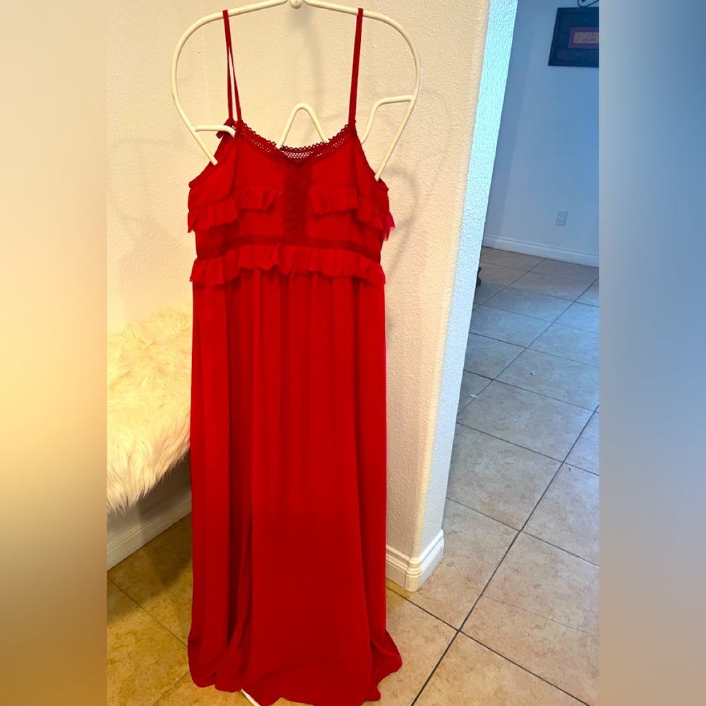 Mango Scarlet Ruffle Maxi Dress